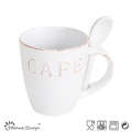 Tasse en céramique de 6oz avec cuillère et conception de mots en relief